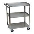Focus Foodservice FocusFoodService 90312 15.5 in. x 24 in. Stainless Steel Utility 3 Shelf Cart 90312